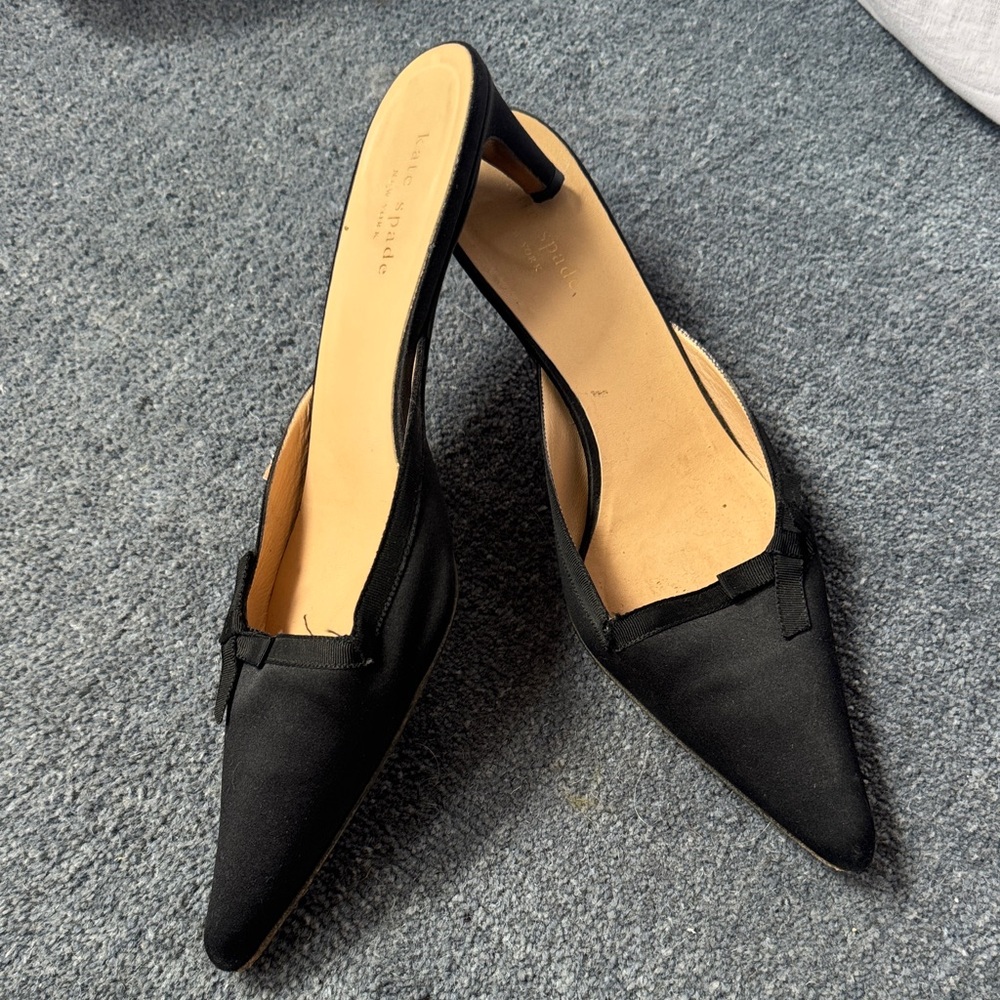 Vintage Kate Spade Black Satin Heels